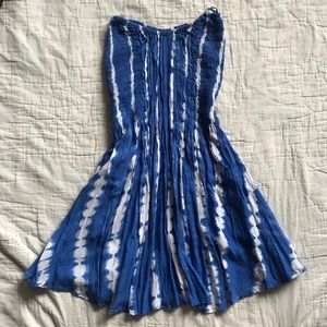 Indah strapless blue and white dress